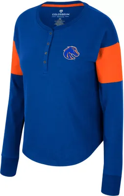 Colosseum Women's Boise State Broncos Blue Henley Long Sleeve T-Shirt