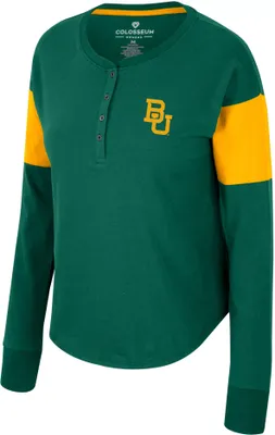 Colosseum Women's Baylor Bears Green Henley Long Sleeve T-Shirt