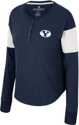 Colosseum Women's BYU Cougars Blue Henley Long Sleeve T-Shirt