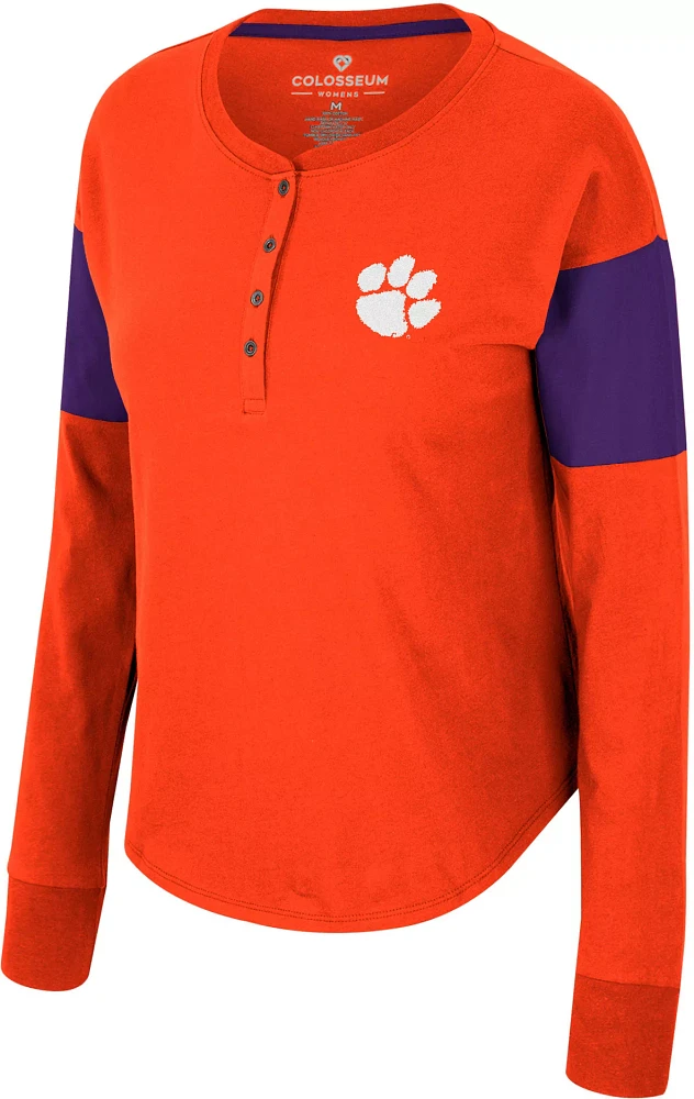 Colosseum Women's Clemson Tigers Orange Henley Long Sleeve T-Shirt