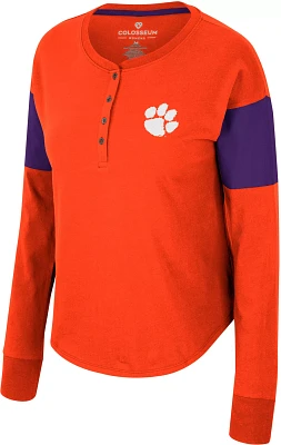 Colosseum Women's Clemson Tigers Orange Henley Long Sleeve T-Shirt