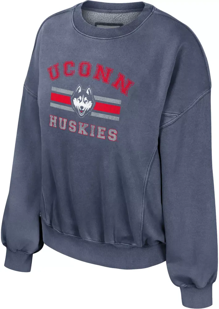 Colosseum Women's UConn Huskies Blue Audrey Crew Fleece Sweatshirt