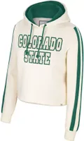 Colosseum Women's Colorado State Rams Cream Perfect Date Cropped Pullover Hoodie