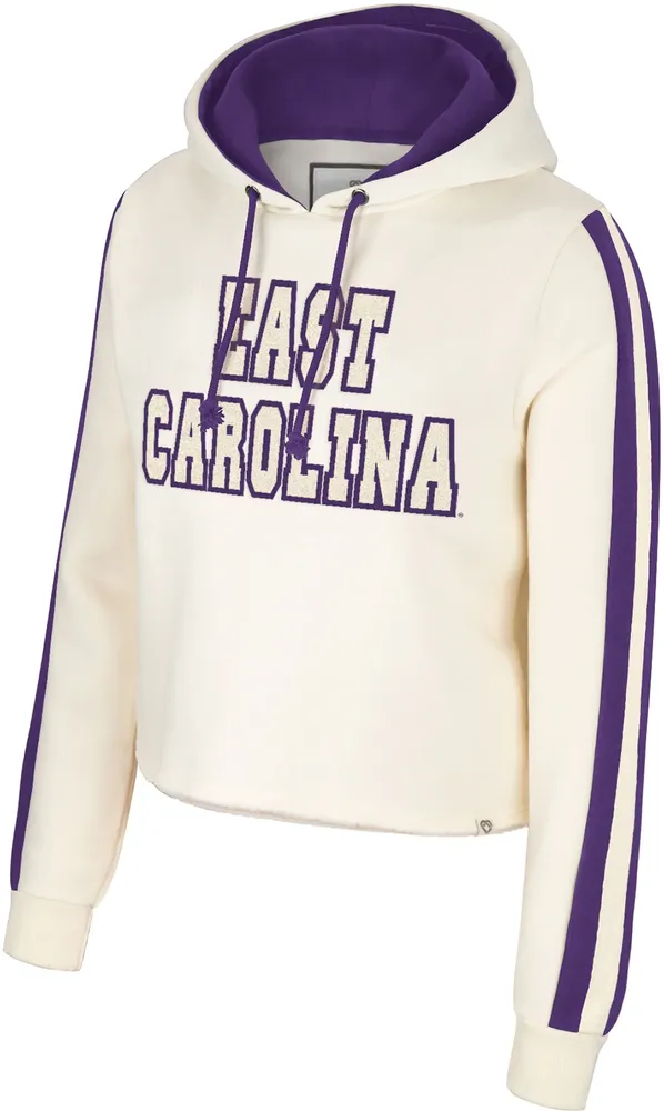 Colosseum Women's East Carolina Pirates Cream Perfect Date Cropped Pullover Hoodie