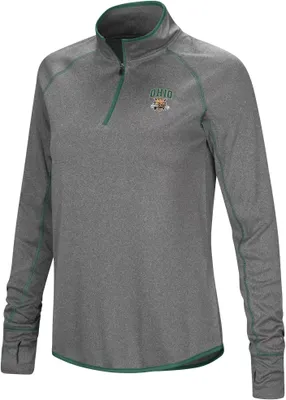 Colosseum Women's Ohio Bobcats Heather Charcoal 1/4 Zip Pullover