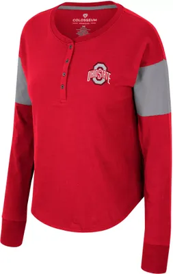 Colosseum Women's Ohio State Buckeyes Scarlet Henley Long Sleeve T-Shirt