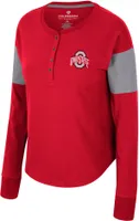 Colosseum Women's Ohio State Buckeyes Scarlet Henley Long Sleeve T-Shirt