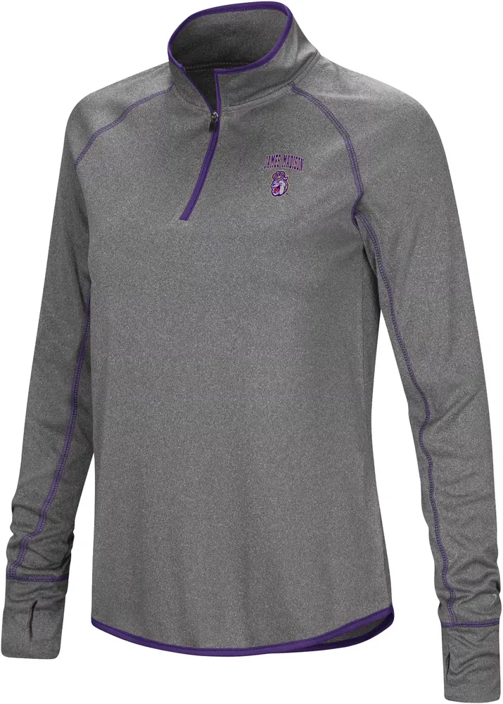 Colosseum Women's James Madison Dukes Heather Charcoal 1/4 Zip Pullover