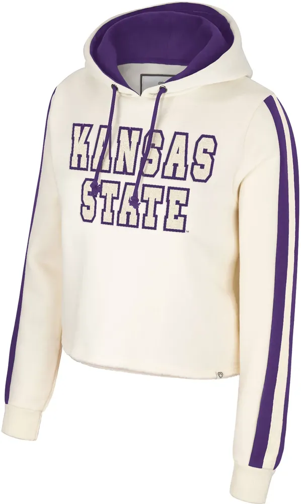 Colosseum Women's Kansas State Wildcats Cream Perfect Date Cropped Pullover Hoodie