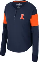 Colosseum Women's Illinois Fighting Illini Blue Henley Long Sleeve T-Shirt