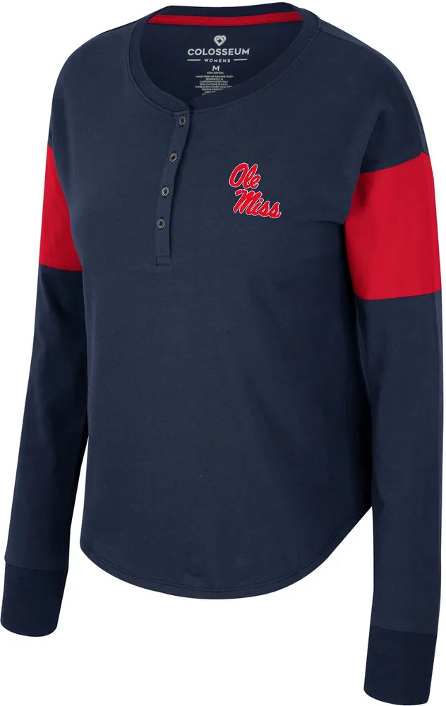 Colosseum Women's Ole Miss Rebels Navy Henley Long Sleeve T-Shirt