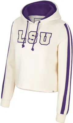 Colosseum Women's LSU Tigers Cream Perfect Date Cropped Pullover Hoodie