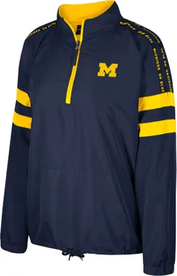 Colosseum Women's Michigan Wolverines Blue Make a Statement 1/4 Zip Pullover