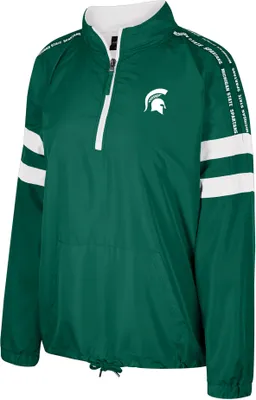 Colosseum Women's Michigan State Spartans Green Make a Statement 1/4 Zip Pullover