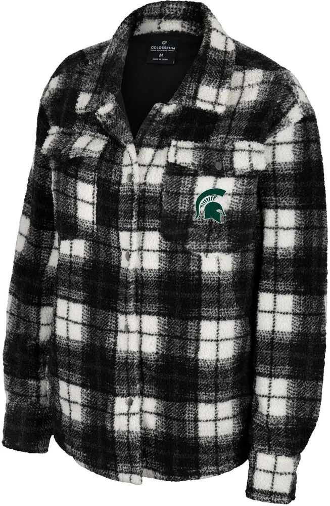 Colosseum Women's Michigan State Spartans Cream Hug Me Plaid Shacket