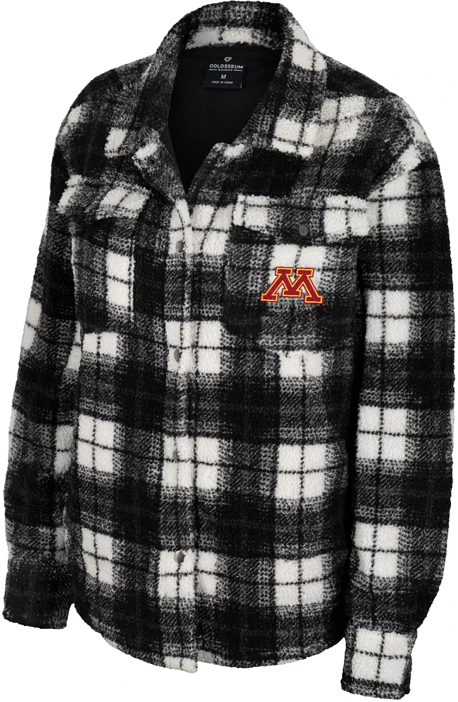 Colosseum Women's Minnesota Golden Gophers Cream Hug Me Plaid Shacket