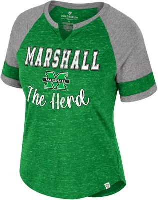 Colosseum Women's Marshall Thundering Herd Green V-Notch T-Shirt