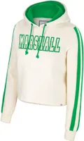 Colosseum Women's Marshall Thundering Herd Cream Perfect Date Cropped Pullover Hoodie