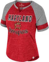 Colosseum Women's Maryland Terrapins Red V-Notch T-Shirt