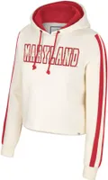 Colosseum Women's Maryland Terrapins Cream Perfect Date Cropped Pullover Hoodie