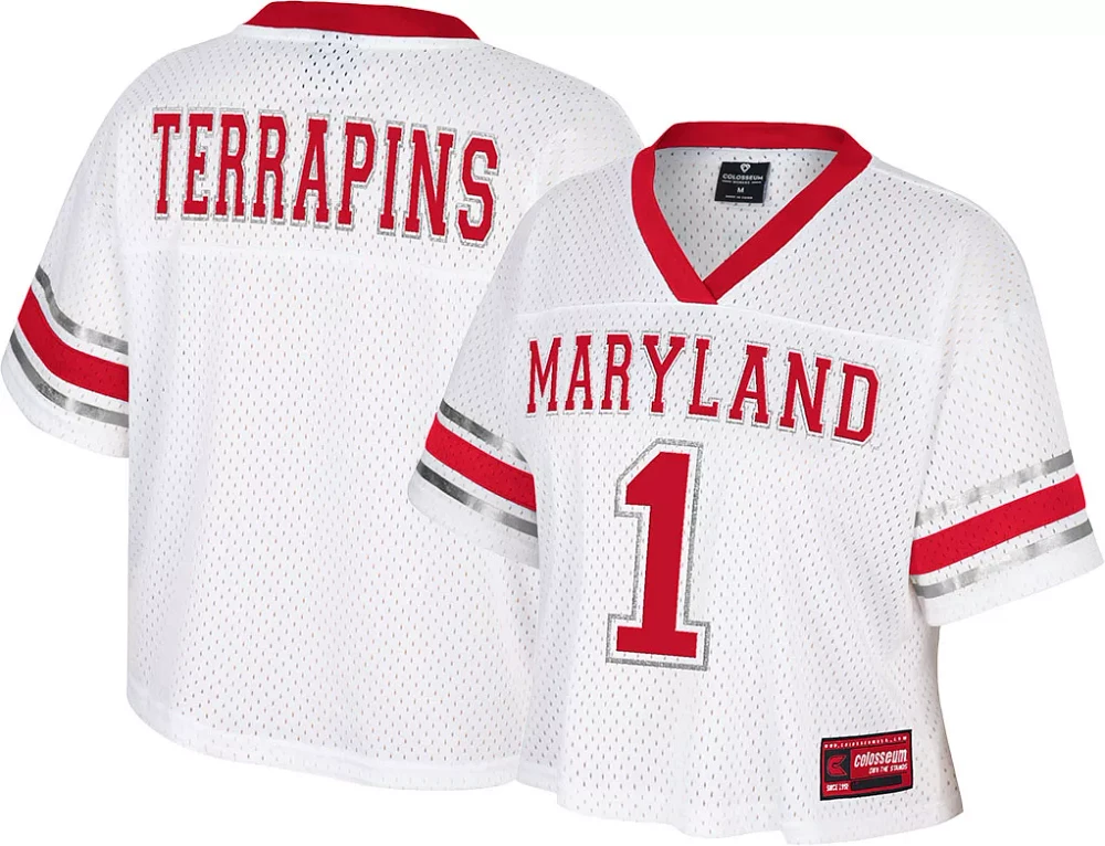 Colosseum Women's Maryland Terrapins White Cropped Jersey