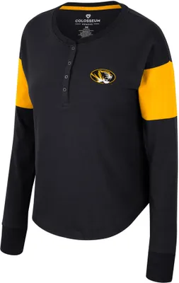 Colosseum Women's Missouri Tigers Black Henley Long Sleeve T-Shirt