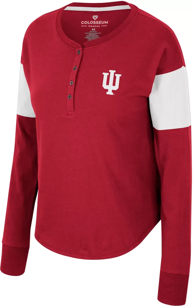 Colosseum Women's Indiana Hoosiers Crimson Henley Long Sleeve T-Shirt