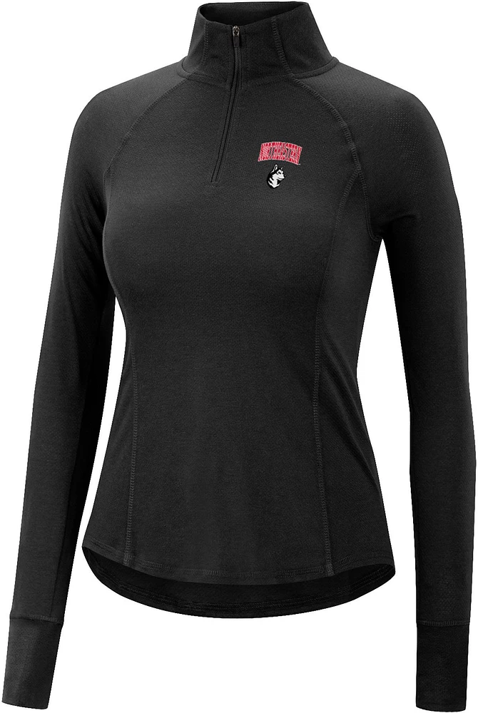 Colosseum Women's Northeastern Huskies Black Quinn 1/4 Shirt