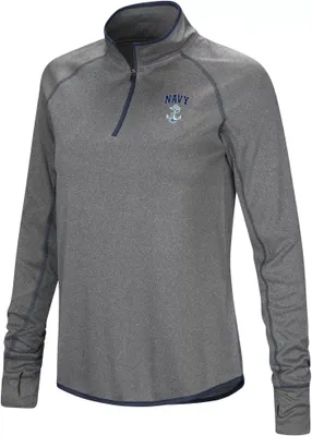 Colosseum Women's Navy Midshipmen Heather Charcoal 1/4 Zip Pullover