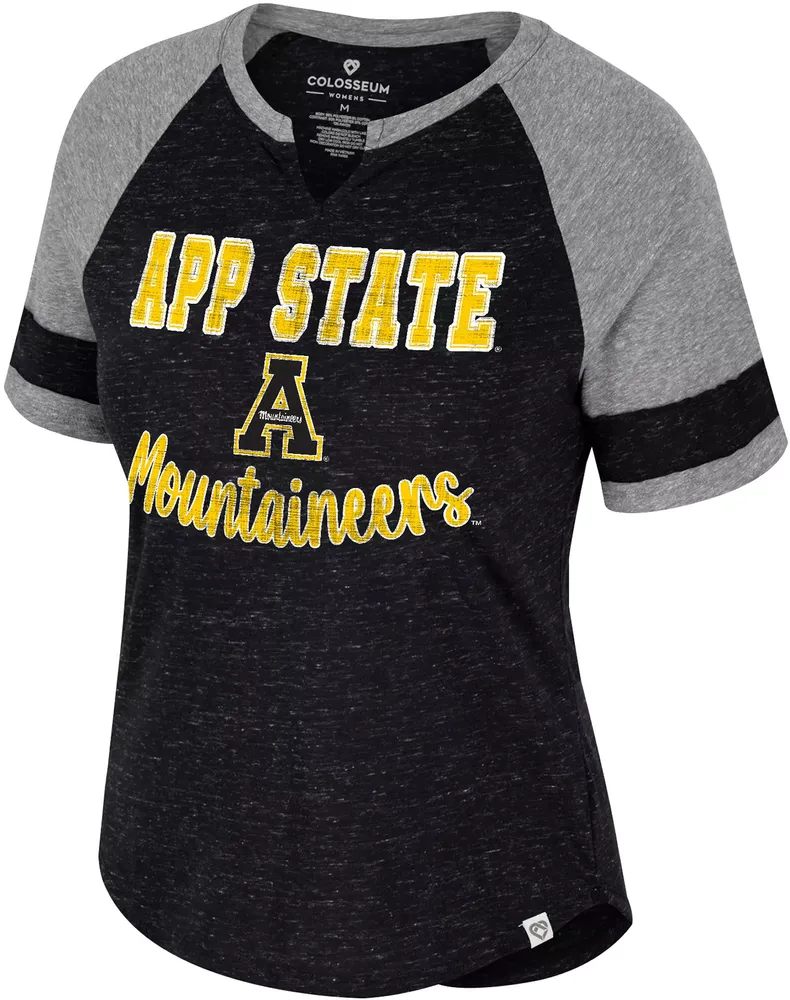 Colosseum Women's Appalachian State Mountaineers Black V-Notch T-Shirt