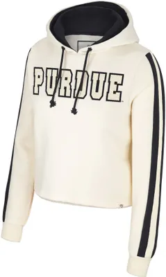 Colosseum Women's Purdue Boilermakers Cream Perfect Date Cropped Pullover Hoodie