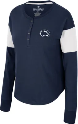 Colosseum Women's Penn State Nittany Lions Blue Henley Long Sleeve T-Shirt