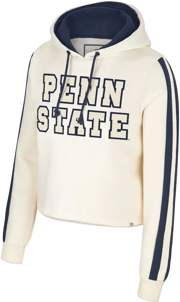 Colosseum Women's Penn State Nittany Lions Cream Perfect Date Cropped Pullover Hoodie