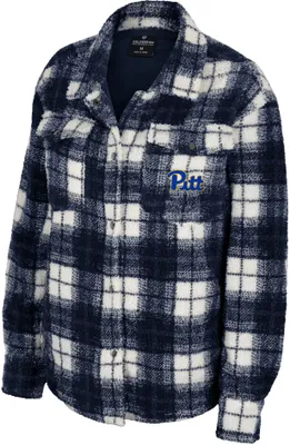 Colosseum Women's Pitt Panthers Cream Hug Me Plaid Shacket