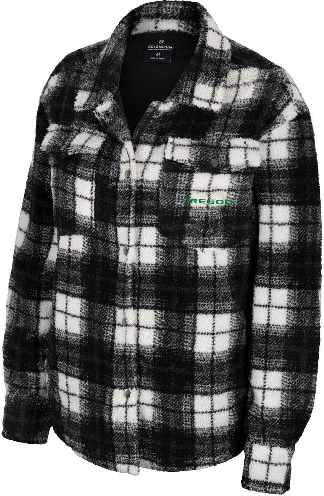 Colosseum Women's Oregon Ducks Cream Hug Me Plaid Shacket