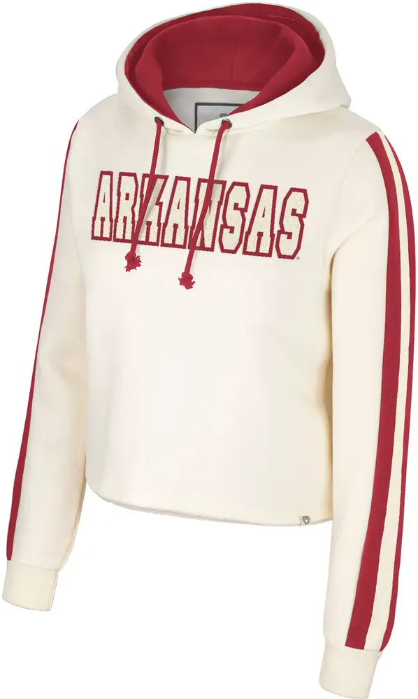 Colosseum Women's Arkansas Razorbacks Cream Perfect Date Cropped Pullover Hoodie