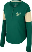 Colosseum Women's South Florida Bulls Green Henley Long Sleeve T-Shirt