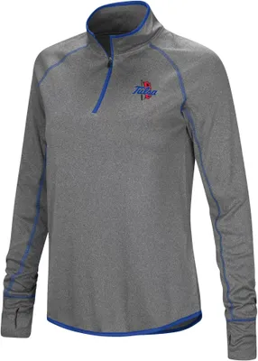 Colosseum Women's Tulsa Golden Hurricane Heather Charcoal 1/4 Zip Pullover