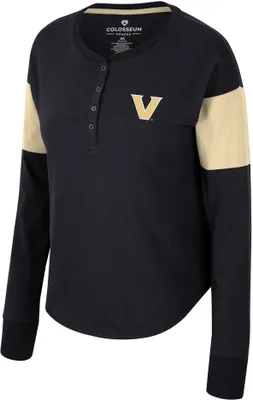 Colosseum Women's Vanderbilt Commodores Black Henley Long Sleeve T-Shirt