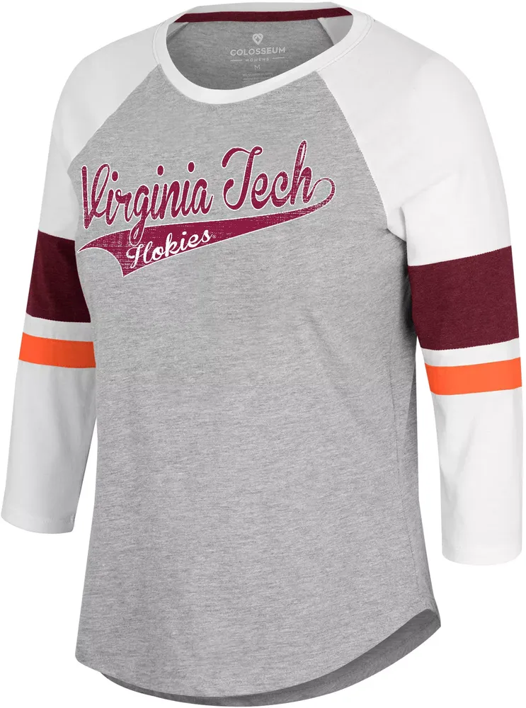 Colosseum Women's Virginia Tech Hokies Grey Softball 3/4 Sleeve T-Shirt