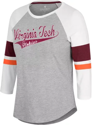 Colosseum Women's Virginia Tech Hokies Grey Softball 3/4 Sleeve T-Shirt