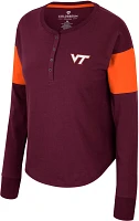 Colosseum Women's Virginia Tech Hokies Maroon Henley Long Sleeve T-Shirt