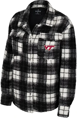 Colosseum Women's Virginia Tech Hokies Cream Hug Me Plaid Shacket