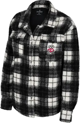 Colosseum Women's Wisconsin Badgers Cream Hug Me Plaid Shacket