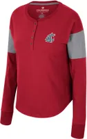 Colosseum Women's Washington State Cougars Crimson Henley Long Sleeve T-Shirt