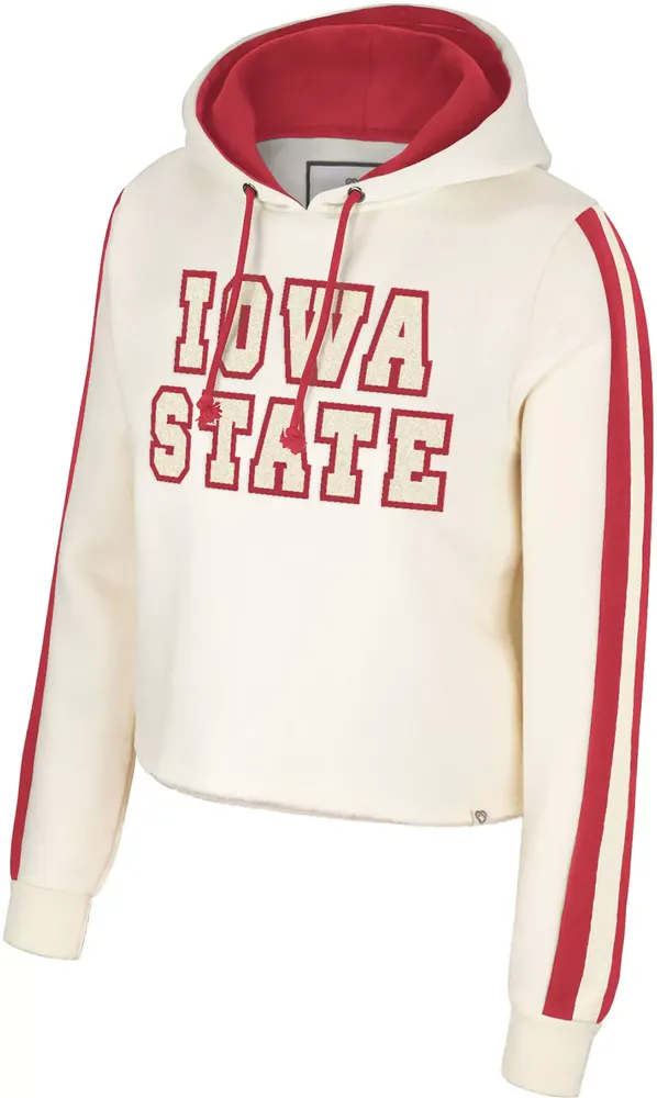 Colosseum Women's Iowa State Cyclones Cream Perfect Date Cropped Pullover Hoodie