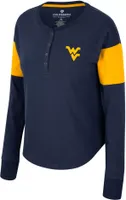 Colosseum Women's West Virginia Mountaineers Blue Henley Long Sleeve T-Shirt