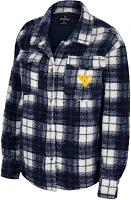 Colosseum Women's West Virginia Mountaineers Cream Hug Me Plaid Shacket