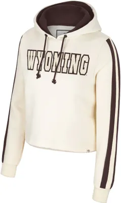 Colosseum Women's Wyoming Cowboys Cream Perfect Date Cropped Pullover Hoodie