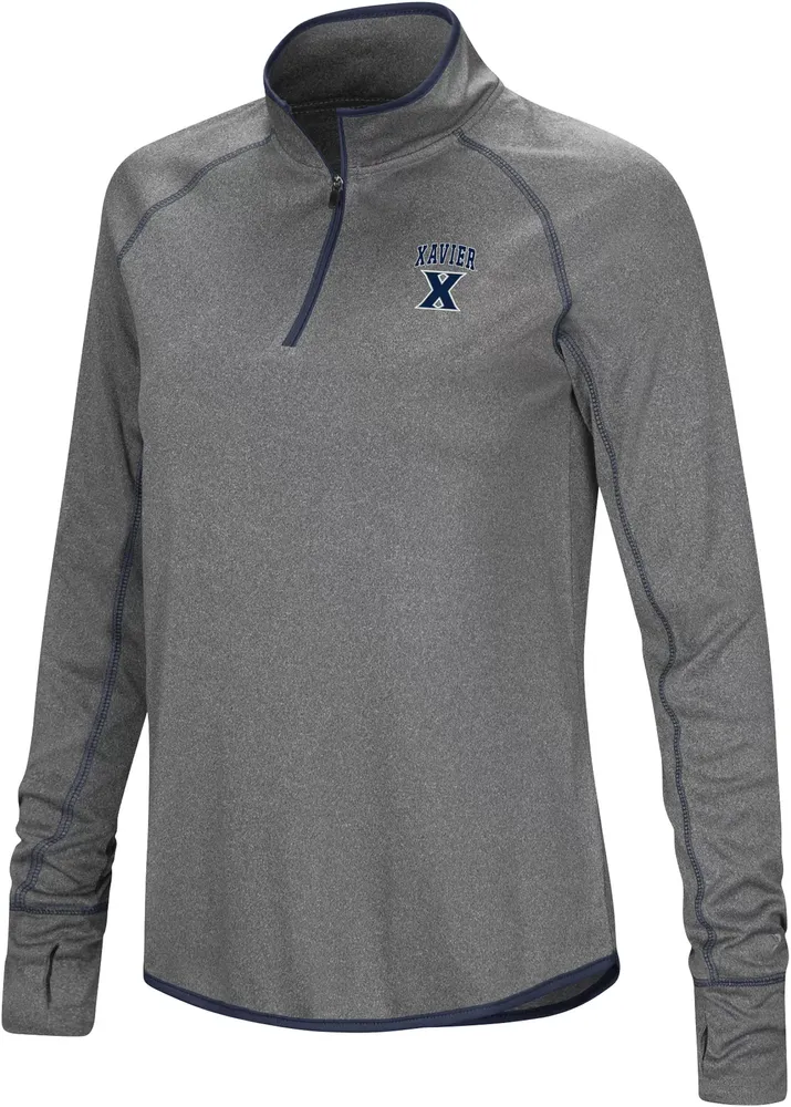 Colosseum Women's Xavier Musketeers Heather Charcoal 1/4 Zip Pullover